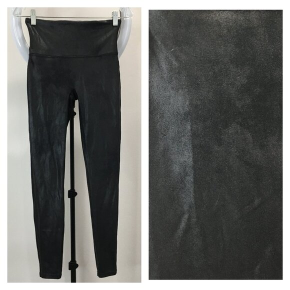 SPANX Sara Blakely Black Textured Pull On Shaping Slimming Leggings Pant - Picture 1 of 8